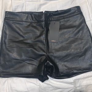 Black leather fashion nova shorts